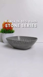 PRUMU Melamine Stone Mangkok Kotak 8 inch - Mangkok Besar - Mangkok Persegi - Mangkok Segi Empat - Mangkok Cafe Mangkok Restoran Golden Dragon W6408A