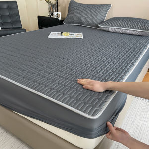 Cooling Summer Ice Silk Latex Fitted Mattress Pad Set Single Size