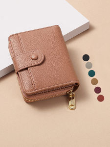 Minimalist Soft Leather Wallet Womens Compact Short Style Large Capacity Coin Purse Three-In-One Design Card Holder Money Clip
