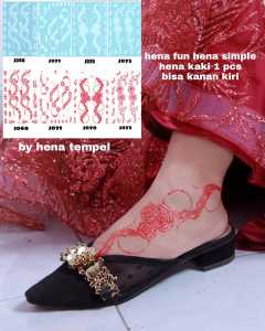 STIKER HENA FUN / HENA INSTAN KAKI / HENA TEMPEL 1 PCS BISA KANAN KIRI / FRE MANIK GLITER DAN LEM