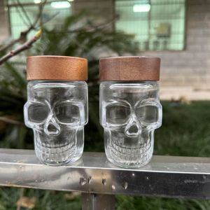 ขวดโหลแก้วลายหัวกะโหลก 1 ชิ้น สำหรับเก็บเครื่องเทศ ยาสูบ หรือของใช้ทั่วไป พร้อมไฟส่องสว่าง ปิดผนึกอย่างดี