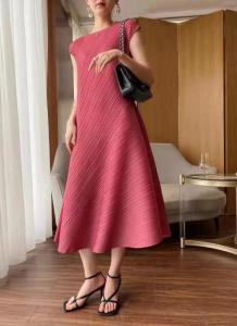 Miyake High-End Pleated Luxury Fashion Chic Asymmetrical Dress #2037