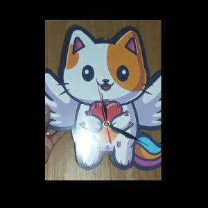 Jam dinding dekorasi pajangan ruangan minimalis model karakter KUCING BESAR c254