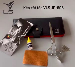 Kéo cắt tóc VLS lưỡi thẳng quai offset vênh đỡ ngón cố định JP603