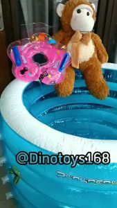 OLLYKIDS Kolam Renang Bayi BONUS Pelampung Leher 5 Ring Dasar Gelembung Kolam Renang Bayi 95x70cm