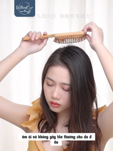 Lược Gỡ Rối Gỗ Tre Cao Cấp: Massage Da Đầu Đệm Khí Kích Thích Mọc Tóc Thư Giãn [SIZE TO]
