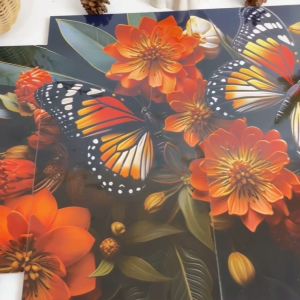 RUNABEE HIASAN DINDING SET BESAR DEKORATIF 3D BUTTERFLY POSTER PAJANGAN KAYU ARTISTIK MINIMALIS