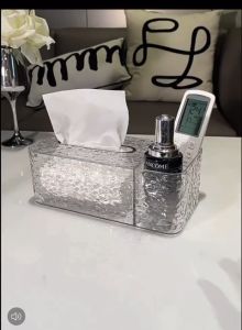 Light luxury modern style table tissue organizer 轻奢桌面置物架纸巾盒