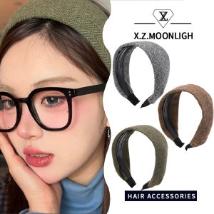 X.z. MOONLIGH ฤดูใบไม้ร่วงและฤดูหนาวฝรั่งเศสสไตล์ขี้เกียจรุ่นกว้างกะโหลกสูงย้อนยุคที่คาดผมผ้าขนแกะอเนกประสงค์