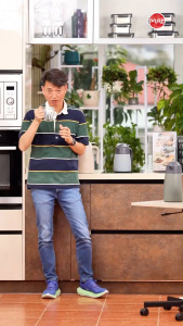 Bình ủ nhiệt iMat có phin lọc 1200ml màu xanh xám ruột bình phin lọc Inox 304