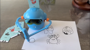 Drawing robot for kids (comes with 100 cards 12 colored pens and 2 paintbrushes) — Montessori-style drawing toy for children.