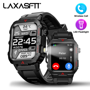 LAXASFIT Smart Sports Watch LED Flashlight Music Player Fitness Tracking Bluetooth Calling Sleep Monitoring 2025 New Smart Watch