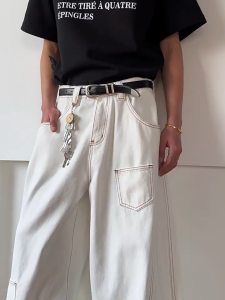 MPJ American Super Baggy White Jeans Scimitar Jeans for Men Streetwear Oversize Baggy Denim Pants High Waist Wide Leg Loose Fit Hip Hop Retro Drape Fashion OOTD Trend