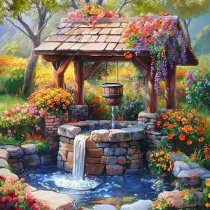 BILIBILI | Village Paint By Numbers Painting Decor Drawing Kit Landscape Abstract Arts and Crafts Picture Drawing