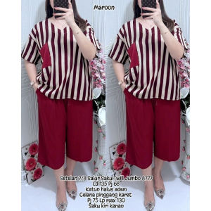 Setelan Andin Polos Kombinasi Salur Polos / Setelan Baju Celana Salur Polos Kekinian / One Set Kombinasi Salur Polos Viral 2023 Katun Rayon