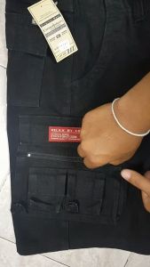 #141 กางเกงขาสั้นสีดำsuper blackผ้าคอตตอนอย่างนุ่ม กระเป๋า 10 ใบ มีซิปข้างหยิบของสบาย