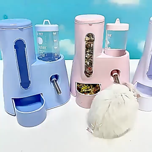 2In1 Hamster Automatic Feeder and Waterer Large Capacity Anti-Spill Pet Feeding Supplies