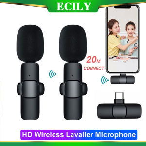 ECILY K9 Wireless Lapel microphone Rechargeable 2-in-1 TicTok Outdoor Microphone Noise-cancelling Bluetooth Live Streaming Recording 2.4G Bluetooth