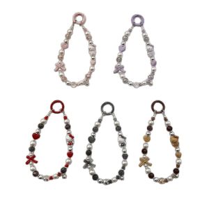 Original Crystal Black Pink Sweet Cool Womens Bag Pendant INS Pearl Keychain Pendant Cartoon Alloy KT Phone Chain