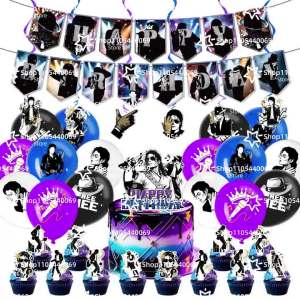 Beast Kingdom | Bộ Dụng Cụ Trang Trí Tiệc Sinh Nhật Michael Jackson - Biểu Ngữ Chúc Mừng Sinh Nhật Vật Trang Trí Bánh Kem Bóng Bay Phông Nền Cho Các Buổi Kỷ Niệm Của Người Hâm Mộ