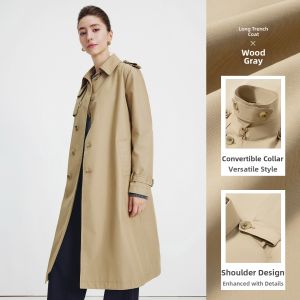 Navigare | Lapel Collar CAMEL Color Womens Long Trench Coat