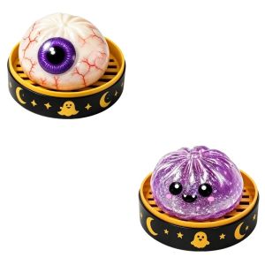 Stress Relief Toys 2PCS - Glitter Ghost Bao Bun Squishies TPR Slow-Rise Fidget Decor with 5 Characters for Adults Party