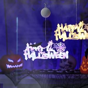 Happy Halloween Hanging Bat Board Decorations for Home Party Office Decoration Window Display Cute