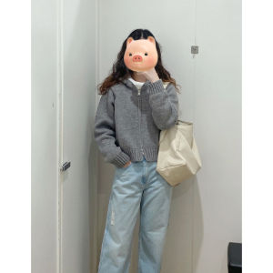 YUEZHONGWEI | Autumn Winter Gray Hooded Thick Knit Sweater