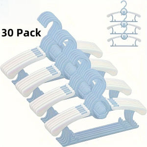 30 Pack Plastic Baby Clothes Hangers Retractable PP Drying Racks Anti  Slip Durable for Bathroom Bedroom Closet Wardrobe