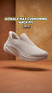 Skechers Women Slip-Ins GOwalk Max Cushioning Arch Fit Lara Walking Shoes - 125596-NAT APMA Kasut Sneaker Casual Perempuan