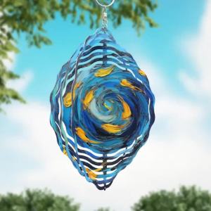 Galaxy Wind Spinner - 10" 3D Metal Windmill Decor 360° Rotating Wall Hooks for Indoor Outdoor Garden Wedding Christmas Party M