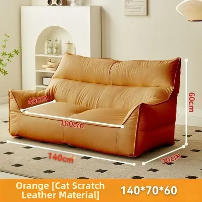 Lazy Double Seater Sofa Easy-Clean Lazy Style Leather