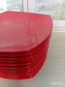 12.PCS PIRING PRASMANAN MELAMIN UKURAN BESAR 23CM MODEL PERSEGI PIRING SAJI MELAMINE WARE FOOD GRADE