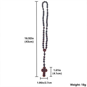 New Engraved Crucifix Dark Wooden Rosary Catholic Prayer Beads Necklace Handmade for Christian Devotional Prayer Religious Gift