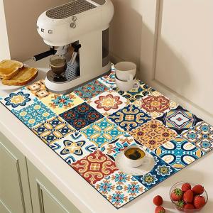 American Style Kitchen Dining Table Mat Absorbent Diatom Mud Coaster Dishwasher Safe Dishware Dry Mat for Bar Counter