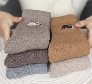 5Pairs Winter Mens Wool Socks Thick Thermal Animal Sports Socks Outdoor Hiking Cycling Soft Casual Mid Tube Snow Socks