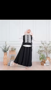Gamis Lebaran Anak Payet Swarovski Bahan Ceruti dengan Kapel Ibu dan Anak - Desain Tradisional