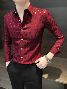 เสื้อเชิ้ตผู้ชายทรงหลวมคอแหลมพิมพ์ลายดอกไม้สุดเก๋ไก๋สำหรับฤดูใบไม้ผลิและฤดูร้อนปี 2025 ดีไซน์แฟชั่นสุดเท่