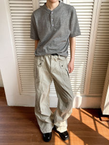 American Retro Pleated Design Mens Casual Loose Long Trousers Summer 2025 Fashion Trend Straight Leg Workwear Pants