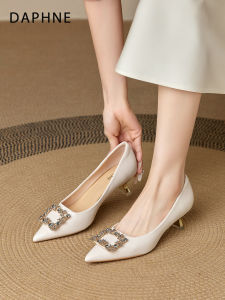 Daphne | French Design Square Crystal Pointed Toe Comfortable Autumn Stiletto Shoes