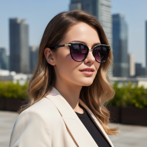 High-end Fashionable Cat-eye Sunglasses With Metal Thin Frames Uv Protection Versatile Style. 827
