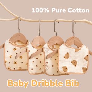 Soft & Absorbent 100% Cotton Baby Bib Adjustable Snap Teething Drooling Bib for 0-3 Years