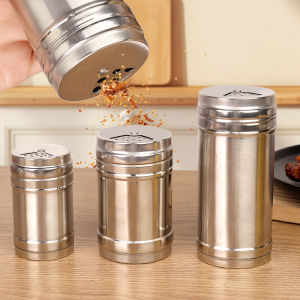 1/3PCS Outdoor BBQ Chili Powder Pepper Salt Seasoning Jar Kitchen Reusable Stainless Steel Sugar Storage Condiment Can
