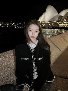 CHOUXIE | Autumn Unique Design Tweed Black Women Jacket
