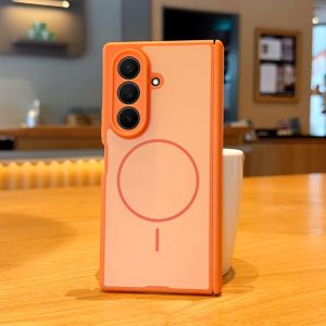 Solid Color Magnetic Full Hinge Phone Case For Samsung Galaxy Z Fold8 Ultra Fold7 Fold6 Fold5 TriFold Shockproof Shell Cover