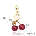 Delicious Crystal Red Pink Cherry Keychain Summer Fruits Cherries Pendant Keyring For Women Men Jewelry Bag Key Accessories Gift. 