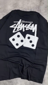 Kaos Stussy - tshirt stussy - kaos pria - tshirt pria - baju pria - kaos pria stussy DOUBLE DICE HITAM