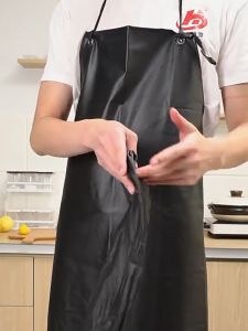 Apron Bahan Kulit Sintetis Celemek Anti Air Anti Minyak Waterproof PU