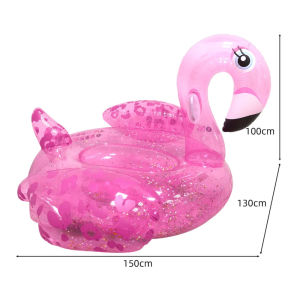 PVC Inflatable Flamingo Tube Beach Float Fun Swimming Party Decoration Shiny Sequin Pink Flamingo Pool Float Tube