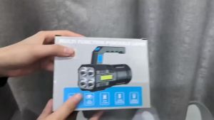 Portable Flashlight with COB Side Light USB Rechargeable 4 LED Handheld Searchlight Working Lamp Outdoor Camping Fishing Hiking